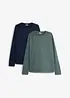 Maglia a maniche lunghe in puro cotone biologico (pacco da 2), bonprix