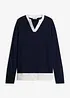 Maglione in filato fine con inserti effetto camicia, bonprix
