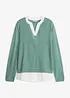 Maglione in filato fine con inserti effetto camicia, bonprix