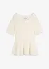 Maglione a maniche corte in misto  lana con baschina, bonprix