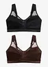 Reggiseno contenitivo senza ferretto con spalline imbottite (pacco da 2), bonprix