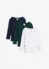 Maglia a costine in puro cotone biologico con maniche a 3/4 (pacco da 3), bonprix