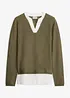 Maglione in filato fine con inserti effetto camicia, bonprix