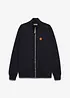 Felpa con zip, collo dritto e dettagli in similpelle, bonprix