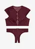 Reggiseno e slip ouvert con accessori dorati (set 2 pezzi), bonprix