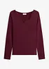 Maglia in jersey singolo e pizzo con scollo a V, bonprix