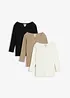 Maglia a costine in puro cotone biologico con maniche a 3/4 (pacco da 3), bonprix