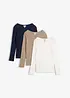 Maglia serafino a coste in puro cotone biologico (pacco da 3), bonprix