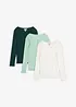 Maglia serafino a coste in puro cotone biologico (pacco da 3), bonprix