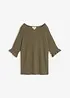 Maglione in misto cotone con maniche a volant, bonprix