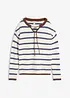 Maglione in misto cotone con laccetto allo scollo, bonprix