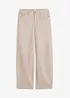 Pantaloni barrel in twill di cotone con vita comoda, bonprix