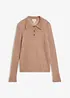 Maglione stile polo in maglia morbida traforata, bonprix