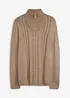 Maglione in lavorazione a trecce con collo e zip, bonprix