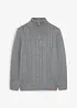 Maglione in lavorazione a trecce con collo e zip, bonprix