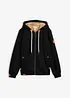 Felpa con zip, cappuccio e fodera teddy, bonprix