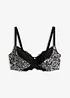 Reggiseno con ferretto e mesh stampato, bonprix