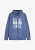 Felpa con zip e cappuccio in puro cotone, bonprix