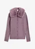 Cardigan sciancrato con collo in ecopelliccia, bonprix