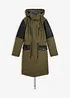 Parka lungo con inserti in similpelle, bonprix