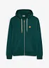 Felpa con zip, cappuccio e dettagli in similpelle, bonprix