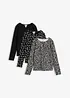 Maglia a maniche lunghe in misto cotone elasticizzato (pacco da 3), bonprix