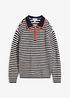 Maglione con mezza zip in maglia operata, bonprix