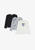 Maglia a maniche lunghe con cotone biologico morbido (pacco da 3), bonprix