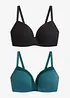 Reggiseno senza ferretto con coppe preformate e cotone biologico (pacco da 2), bonprix