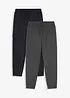 Pantaloni cargo in felpa con cotone biologico (pacco da 2), bonprix