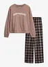 Tuta da casa loungewear in felpa con pantaloni in flanella, bonprix