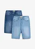 Bermuda in jeans elasticizzati con cavallo rinforzato, regular fit (pacco da 2), bonprix