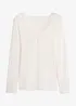 Maglia a maniche lunghe leggerissima in misto cachemire con scollatura a V e pizzo, bonprix