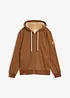 Felpa con zip, cappuccio e fodera teddy, bonprix