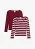 Maglia a maniche lunghe a costine in puro cotone biologico (pacco da 2), bonprix