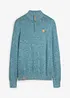 Maglione con collo alto e zip in puro cotone, bonprix