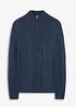 Maglione in lavorazione a trecce con collo e zip, bonprix