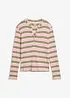 Maglia a maniche lunghe in puro cotone con guarnizione in pizzo, bonprix