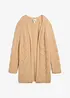 Cardigan lungo in fine misto lana merino con motivo traforato, bonprix