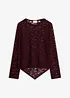 Maglia a maniche lunghe in pizzo elasticizzato, bonprix