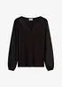 Maglia a maniche lunghe con guarnizione in pizzo sullo scollo a V, bonprix