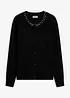 Cardigan in maglia fine con colletto impreziosito da perle, bonprix