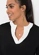Maglione in filato fine con inserti effetto camicia, bonprix