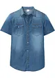 Camicia a maniche corte in jeans di puro cotone biologico, slim fit, bonprix