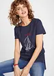 T-shirt in cotone con stampa e spacchi, bonprix