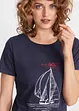 T-shirt in cotone con stampa e spacchi, bonprix