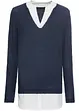 Maglione in filato fine con inserti effetto camicia, bonprix