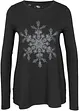 Maglia in cotone a maniche lunghe con stampa invernale metallizzata, bonprix