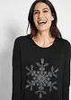 Maglia in cotone a maniche lunghe con stampa invernale metallizzata, bonprix