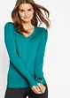 Maglione in filato fine con scollo a V, bonprix